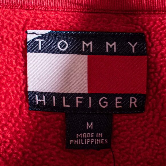 Tommy Hilfiger Flag Spell Out 1/4 Zip Fleece Pullover Medium Y2K Streetwear - Picture 8 of 13